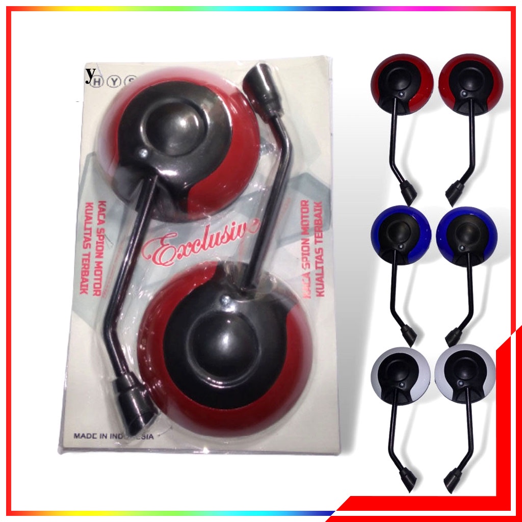 Kaca Spion Motor Bulat Yamaha Honda Scoopy Fino Fazzio - Spion Motor Model Bulat Standar Scoopy