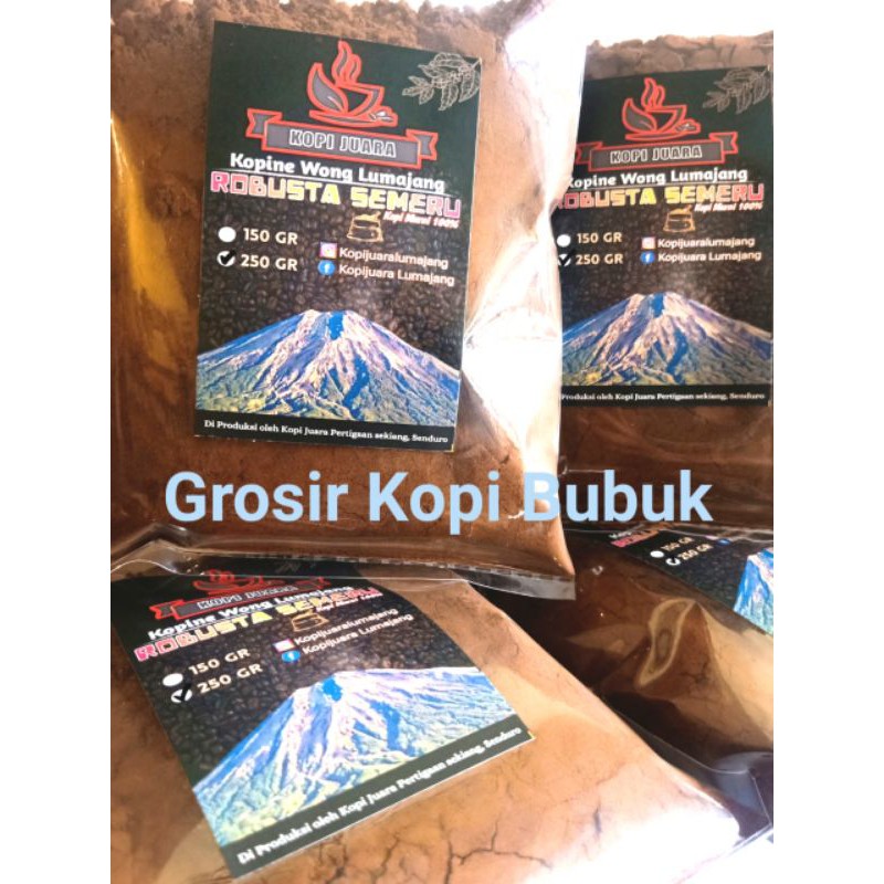 Kopi Bubuk Robusta Organik Tanpa Campuran Asli Lumajang kopi Lereng Semeru Kemasan 250 Gr