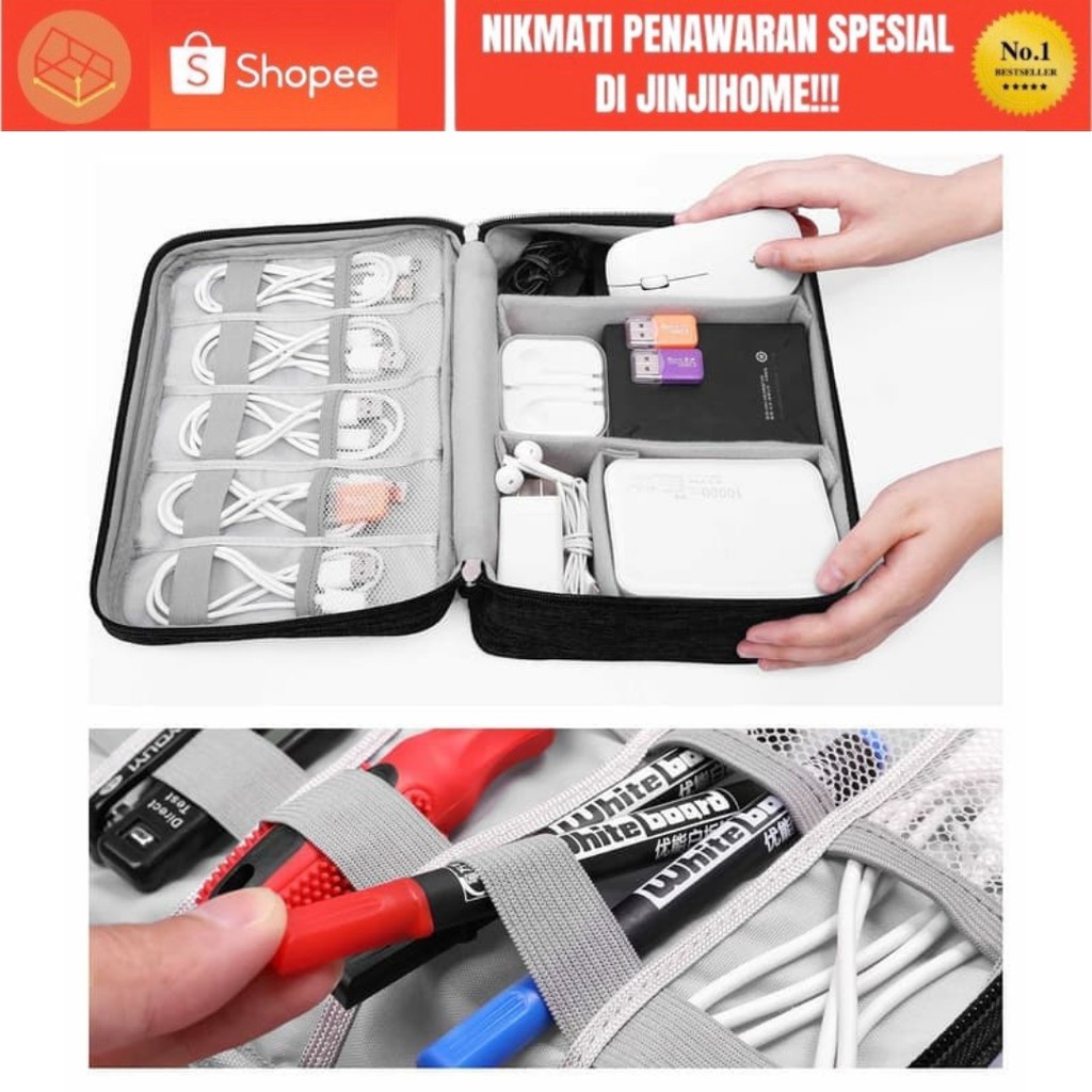 Cable Pouch Tas Charger Portable Denim TAS KABEL USB CHARGER