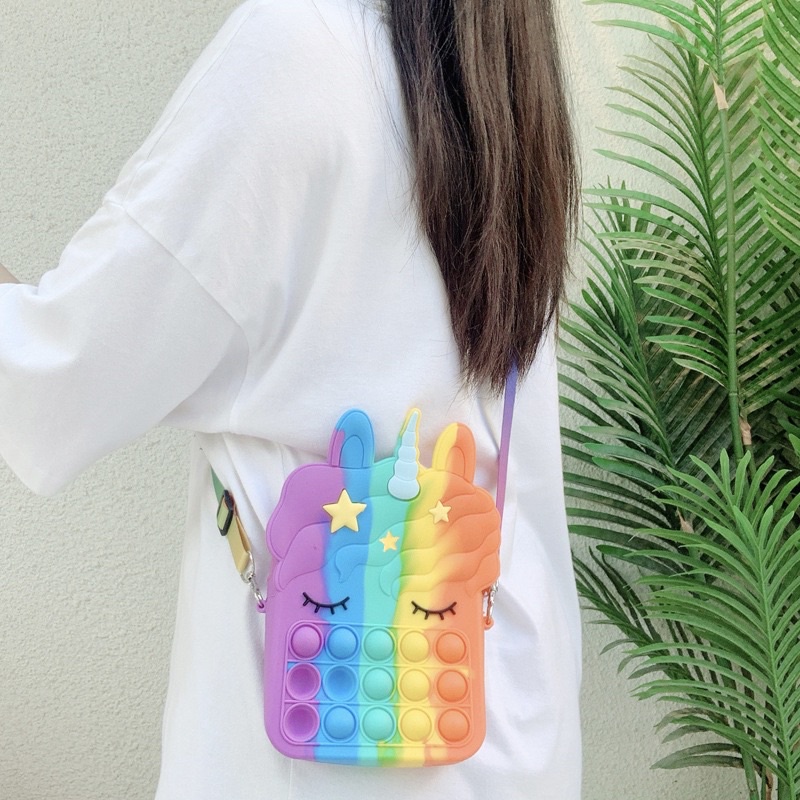 Tas Unicorn Anak Anak Pop it Sling Bag  [INCLUDE TALI SLING] [BIG UNICORN SERIES]