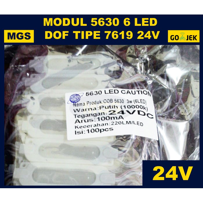 100 PCS Modul 5630 6 LED Doff Tipe 7619 24V PUTIH