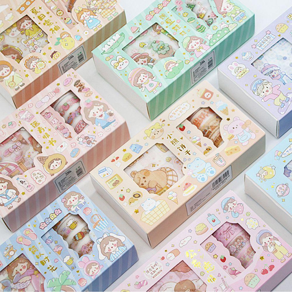 Lanfy Stiker Tape Dekoratif Kawaii Korea Kartun Alat Tulis Stiker Notebook Album Diary Jurnal Masking Tapes