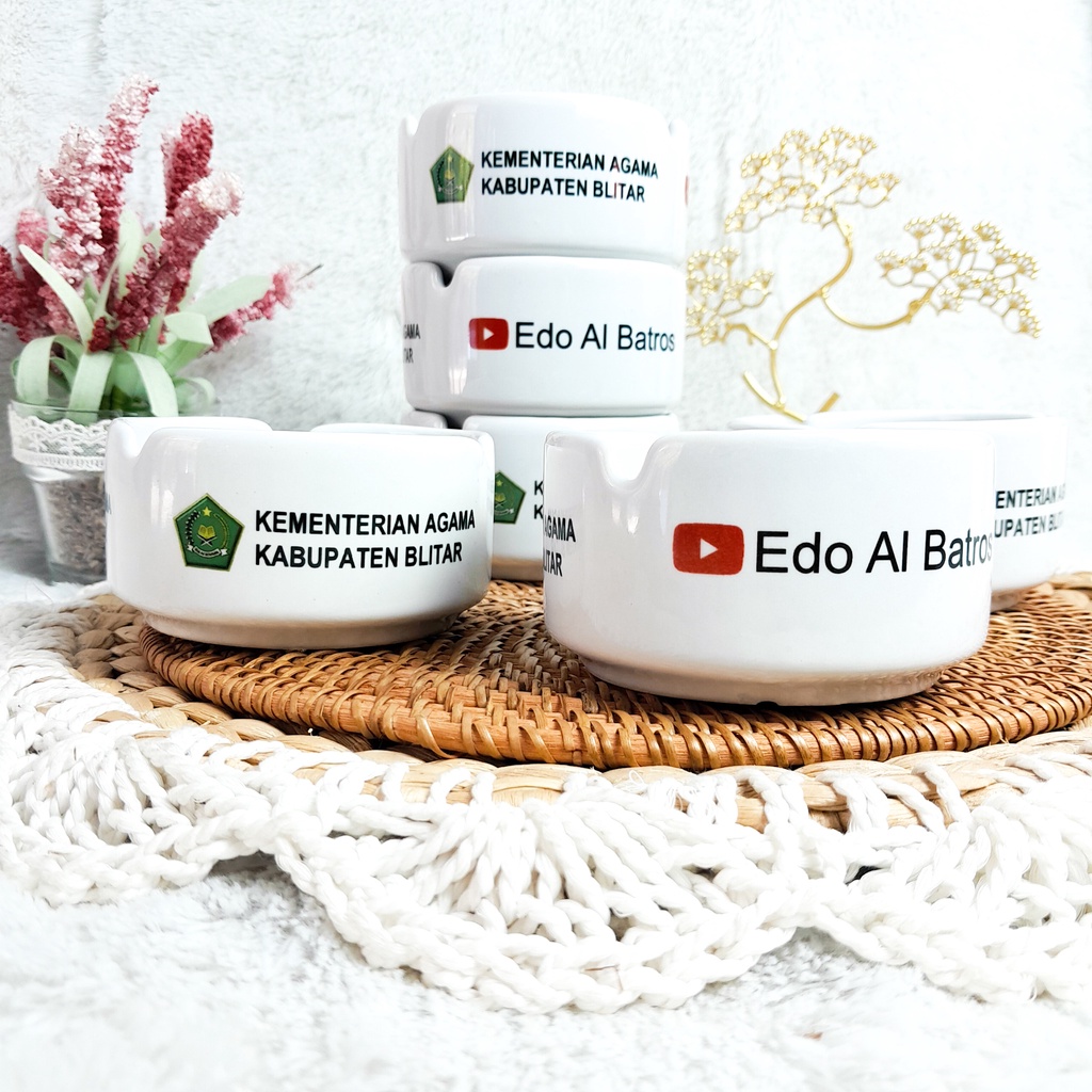 Asbak Rokok Custom Nama Logo Perusahaan Souvenir Merchandise Ashtray Custom