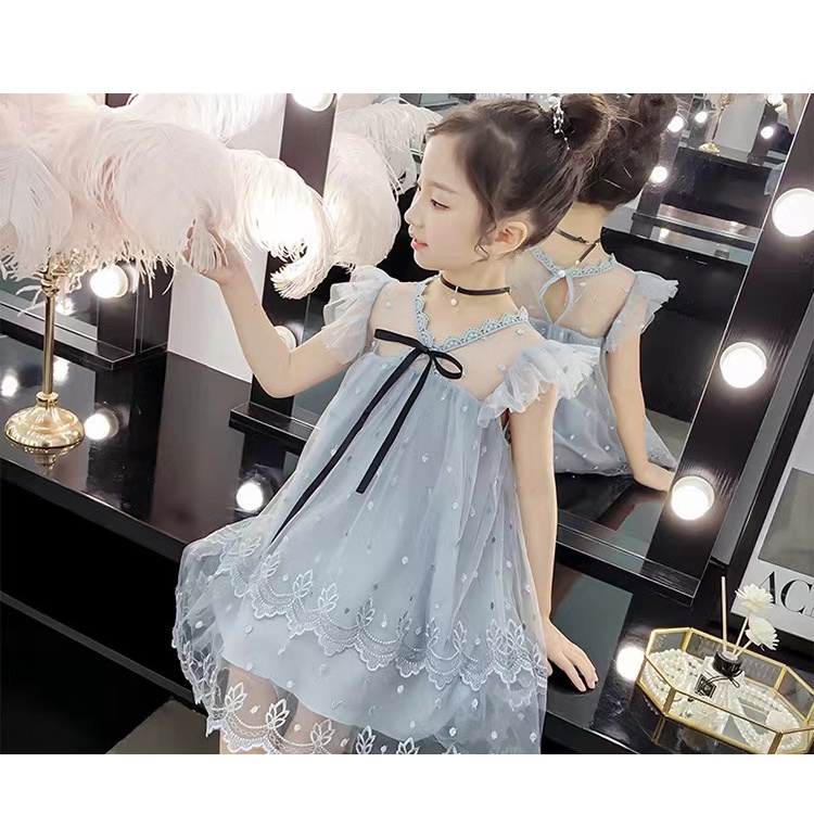 [KIDSWONDERLAND] 1011 Dress Angel Anak Perempuan Gaun Korean Style Impor Renda Bordir