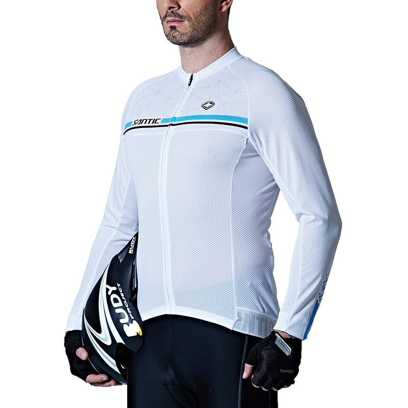 Jersey Sepeda Santic Lengan Panjang Santic Karen White Men Cycling Jersey Long Sleeve WM7C01079