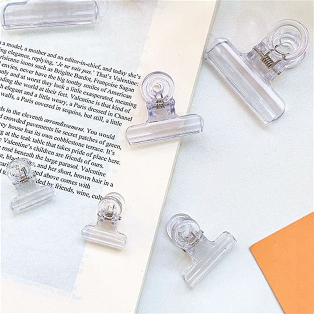 ELEGANT Durable Paper Clips Transparent Clamps Binder Clip School Students Bill Clip Plastic Stationery 5pcs/set Binding Supplies