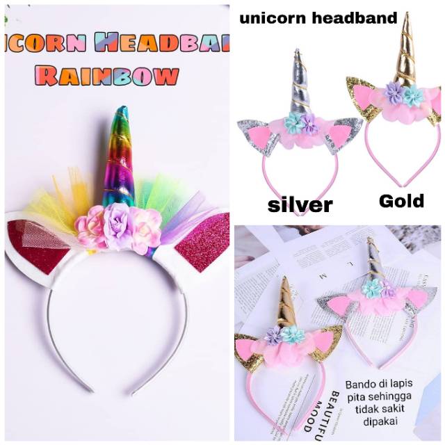 GS3076/7 UNICORN HEADBAND / BANDO UNICORN GOLD SILVER / BANDO LITTLE PONY / KUDA PONI IMPORT MURAH