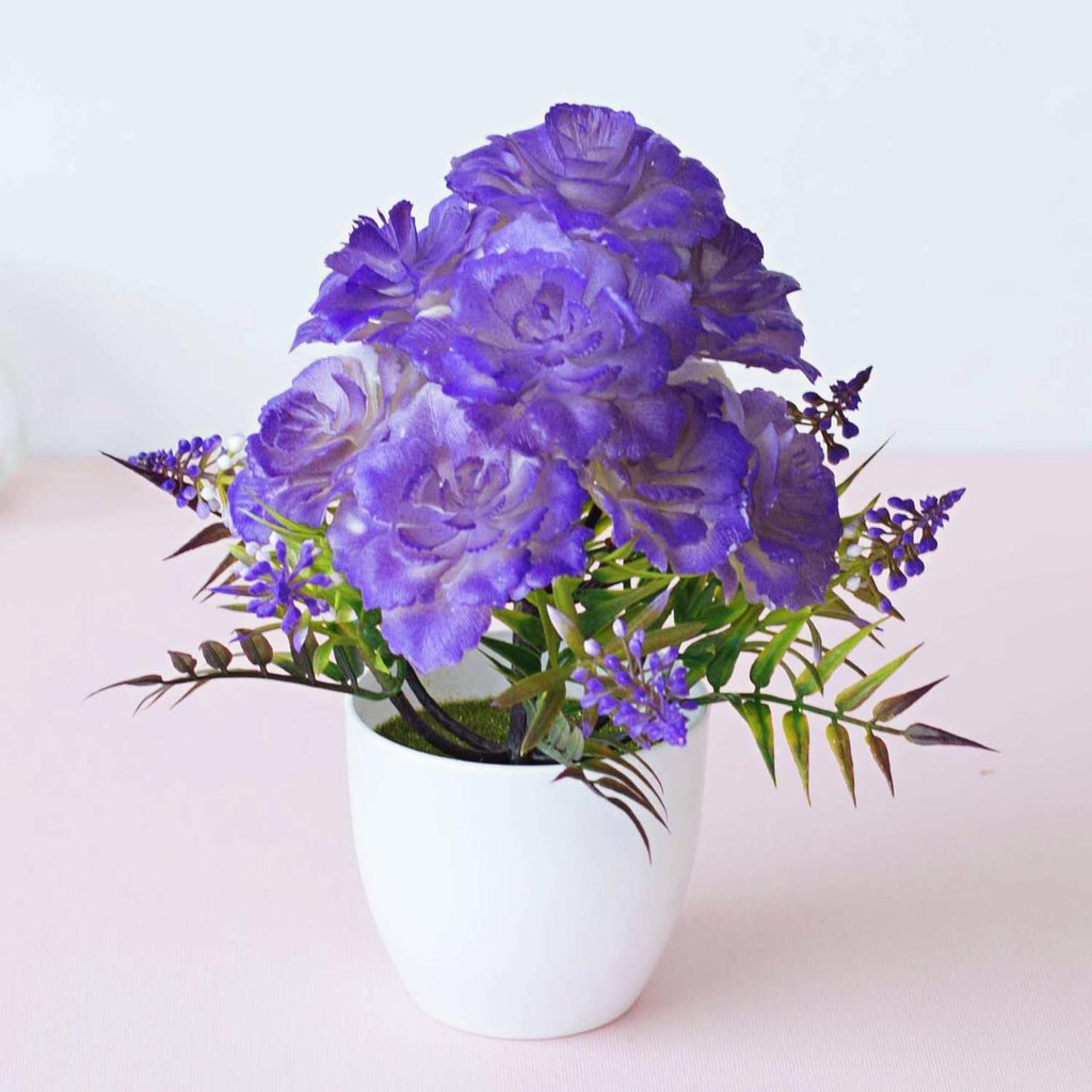 NFS616 Bunga plastik / pajangan bunga Artificial / motif Rose  Vas Bulat-5