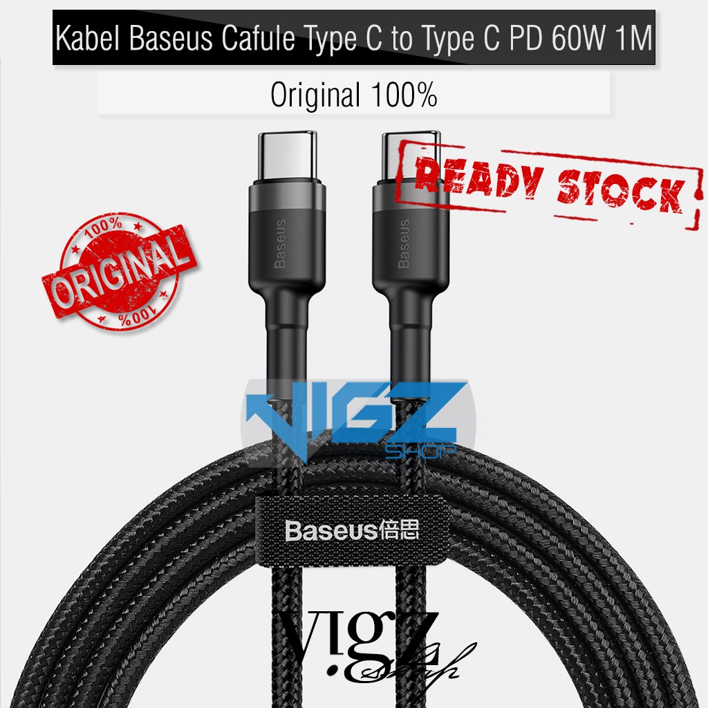 Kabel Charger Data Baseus Cafule Type C to Type C PD 60W 1M Original 100%