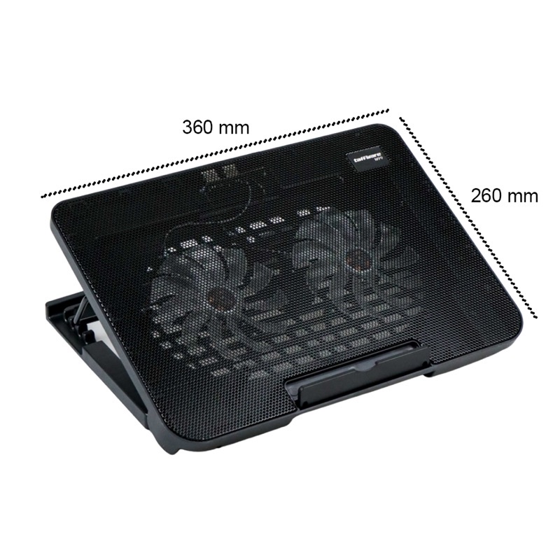 Taffware Cooling Pad Laptop Adjustable Stand 2 Kipas 140mm - N99 - Black