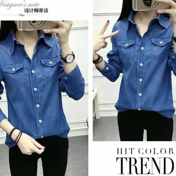 KEMEJA WANITA DENIM LONGHAND / KEMEJA DENIM WANITA