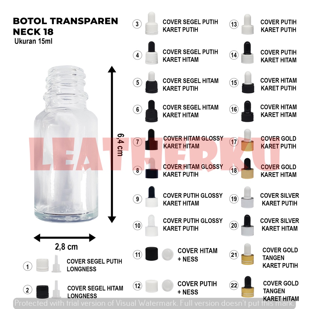 Botol Kaca Pipet Import 15 ML Transparent