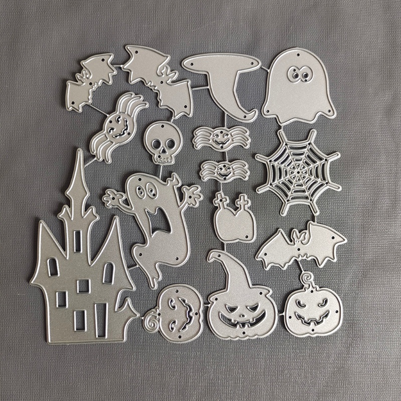 Cetakan Stensil Cutting Dies Motif Halloween Bahan Metal Untuk Scrapbook / Craft DIY / Embossing