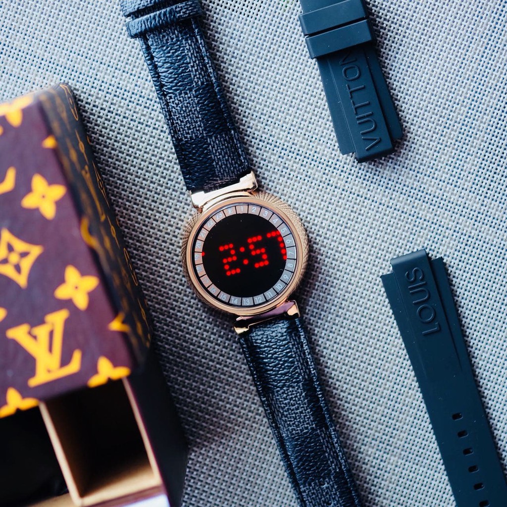 Jam Tangan Pria / Wanita LV Touch Screen Leather Rosegold C
