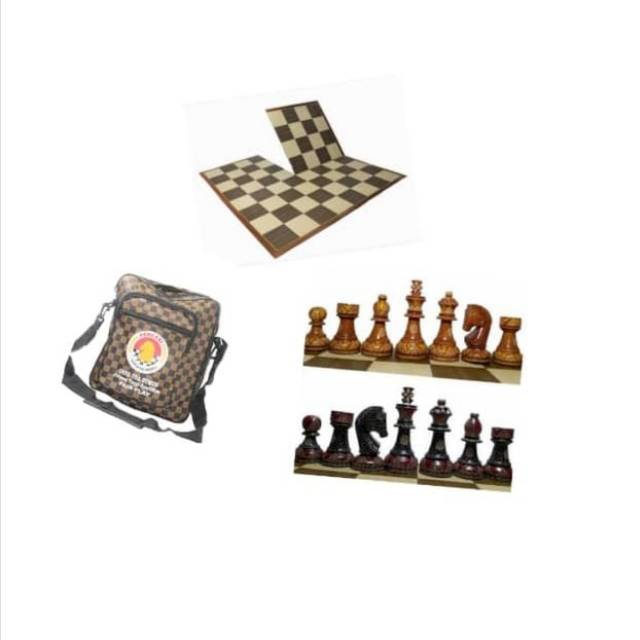 CATUR MAGNET TAS dan Bidak Buah Catur Kayu Motif Ukiran Batik PREMIUM