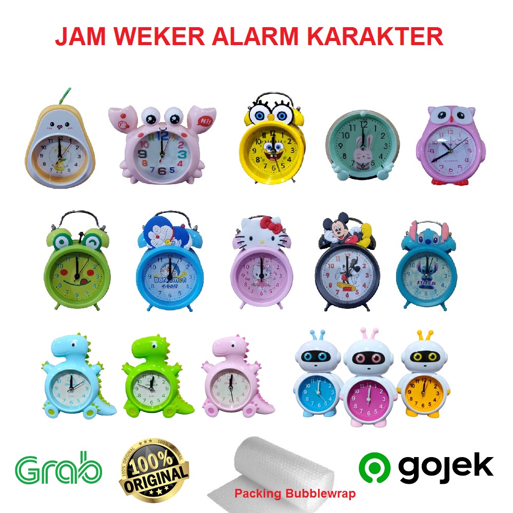 Jual Jam Weker Alarm Karakter Spongebob Doraemon Hellokitty Stitch Diameter 8 Cm Shopee Indonesia 7658