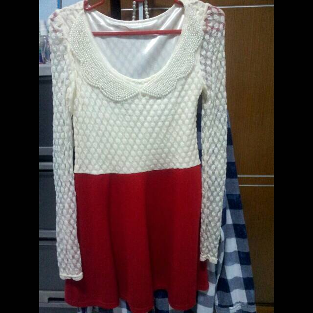 Dress putih merah