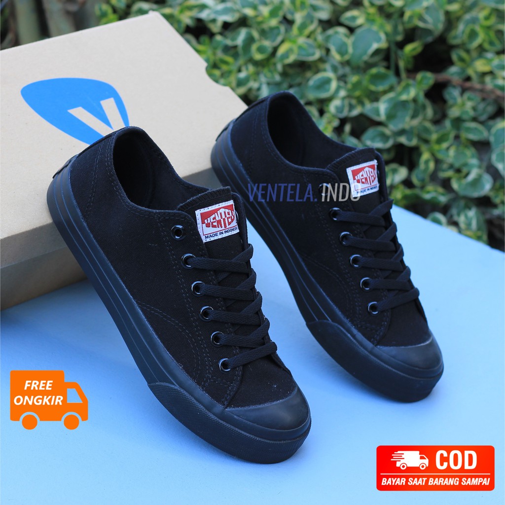 Sepatu Ventela Basic Low Black Natural / All Black / Black White Original-ALL BLACK