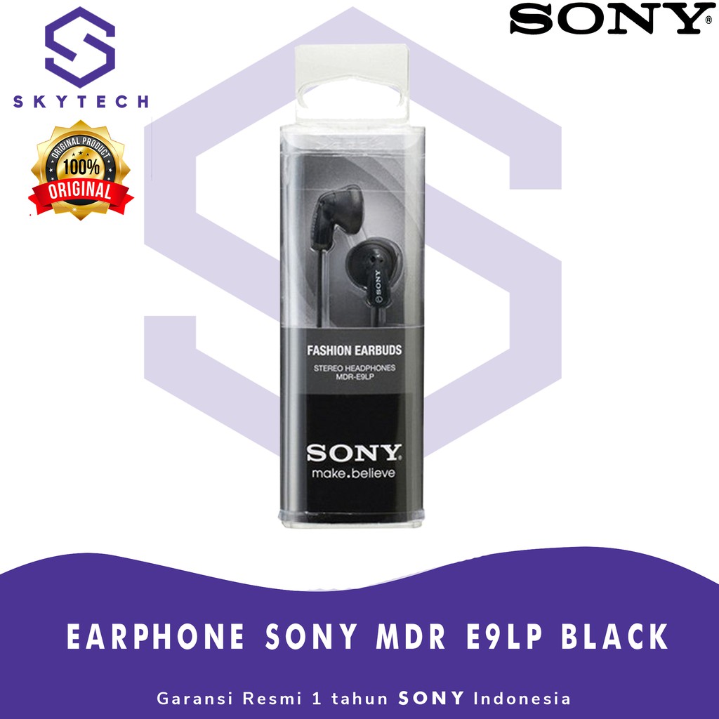 EARPHONE SONY MDR E9LP BLACK ORIGINAL GARANSI RESMI