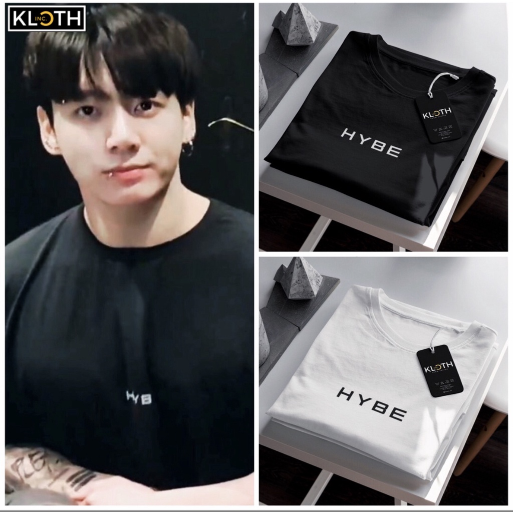 Kaos BTS HYBE Logo Jung Kook BIG HIT Cotton 24s Premium Bisa Upgrade Lengan Panjang