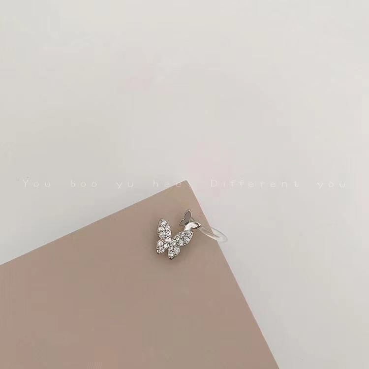 Full berlian kupu-kupu kecil logam alloy anting-anting baru fashion telinga stud telinga klip peri M