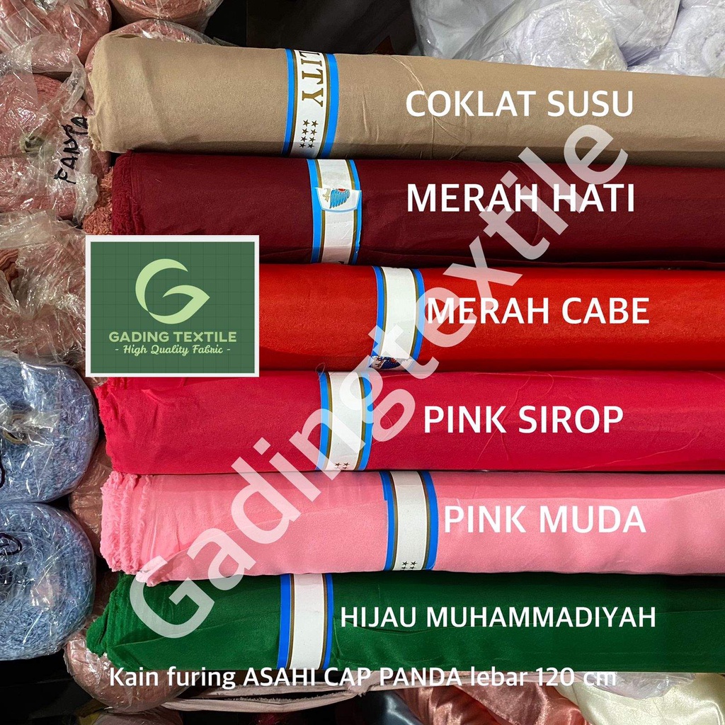 ( per 1 roll ) kain furing ASAHI CAP PANDA per roll gulungan bahan lapisan baju batik gamis background foto craft