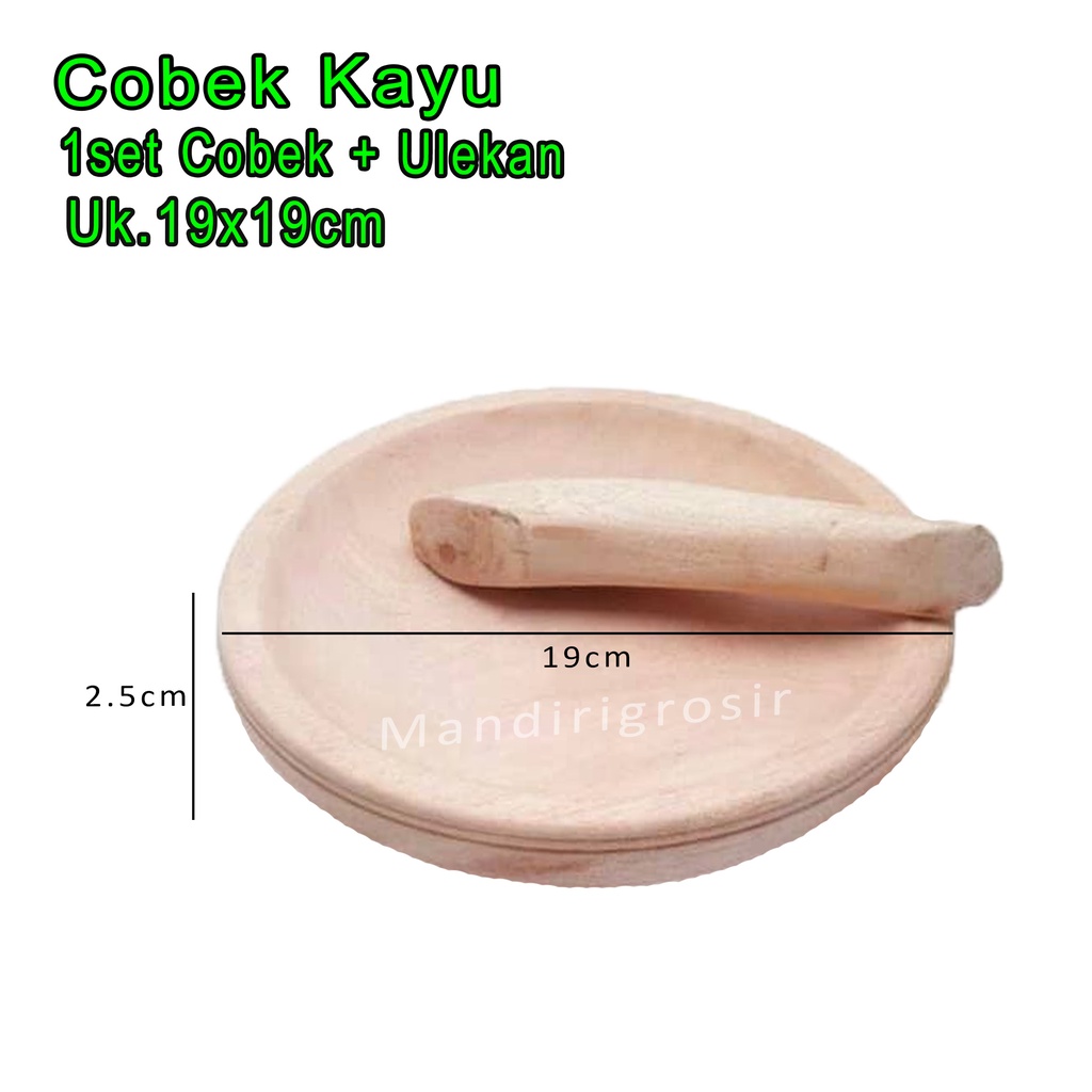 1set Cobek + Ulekan *Cobek Kayu Tanggung * Cobek Bulat Polos * Uk.19x19cm