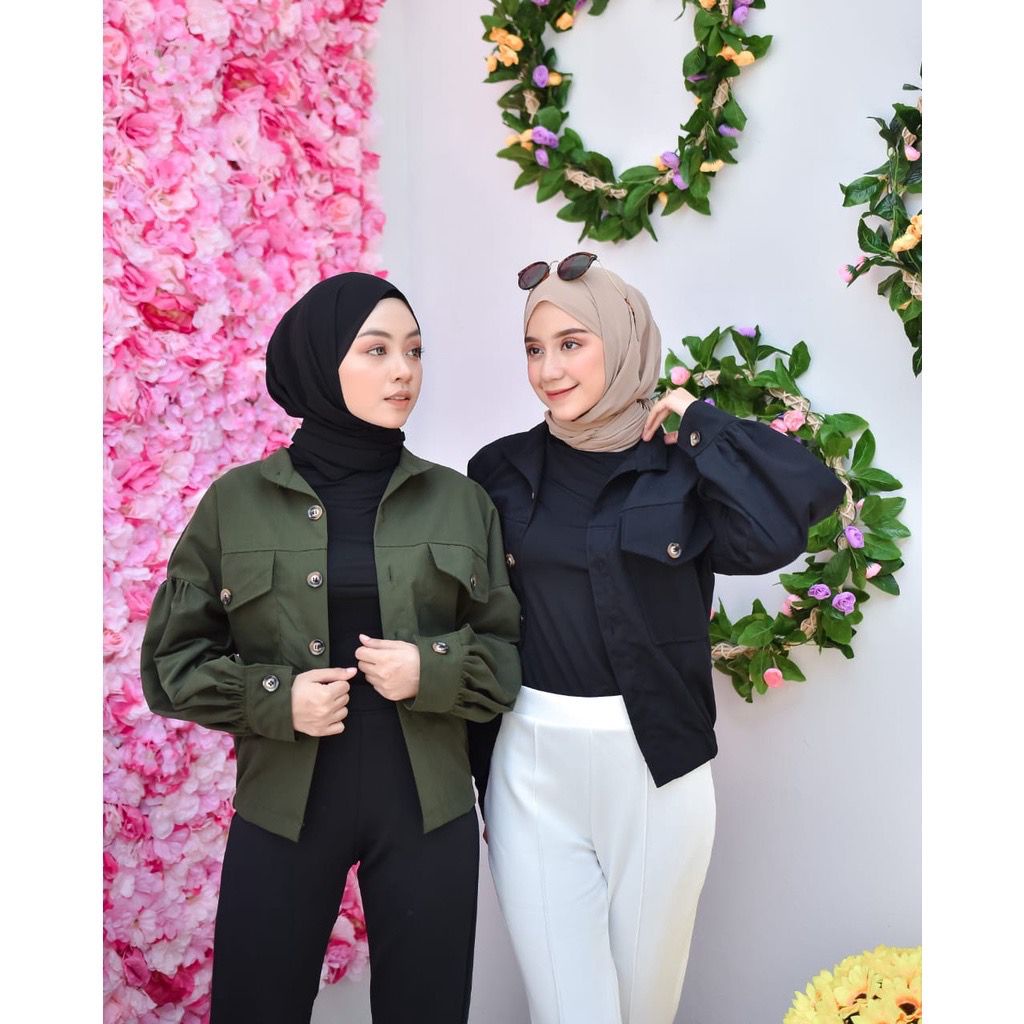 1KG MUAT 5PCS | OCHI JAKET PUFFY LINEN RAMI OCHA OVERSIZE HITS OOTD SELEBGRAM FASHION GROSIR WANITA KOREAN STYLE-1