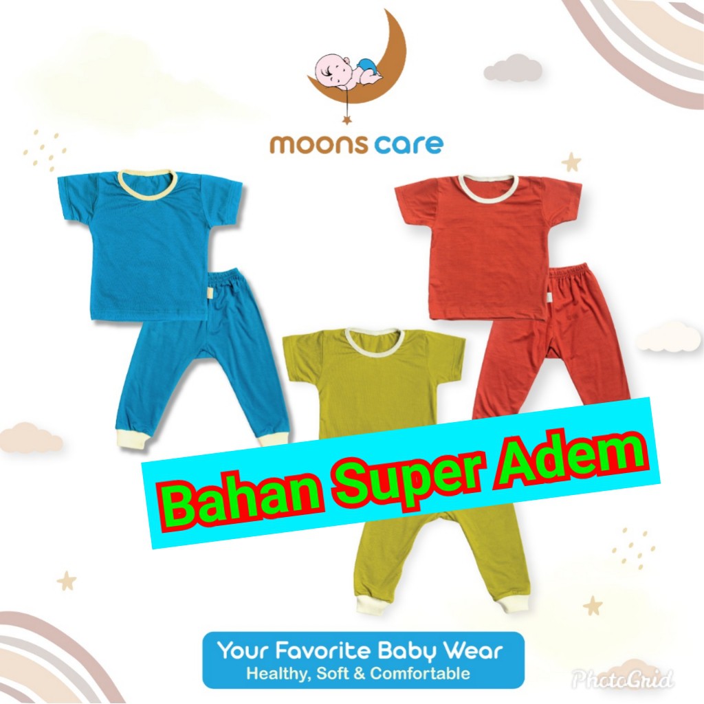 S M L MOONS Stelan Oblong Campur POLOS Moons/ Baju Oblong Campur , setelan piyama anak PENDEK BAJU