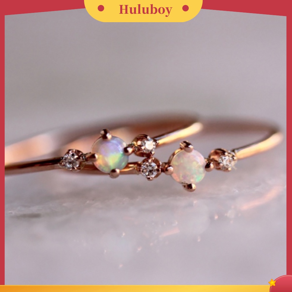 Hu Hu Hu Hu Hu Alat Bantu Pasang Kacamata♡ Cincin Wanita Hias Batu Opal Imitasi Gaya Elegan Untuk Pernikahanpertunangan