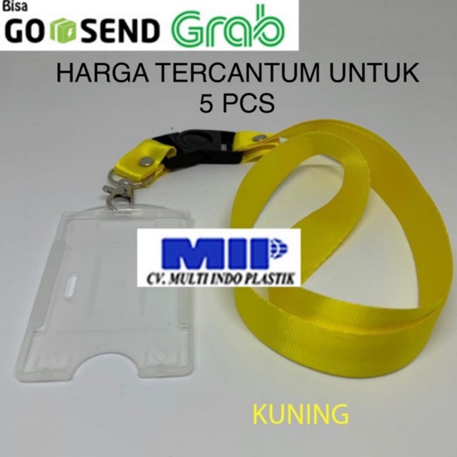 Tali id card kuning/casing id card/tali lanyard 2 cm/casing holder id card/tali nametag/sampul kartu