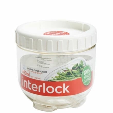 Lock n Lock Interlock 620ml INL401 Toples Makanan Wadah Bumbu Tutup Putih