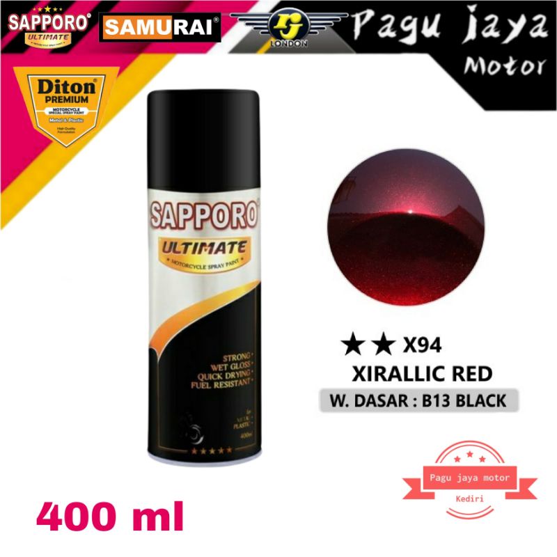 sapporo ultimate xiralic xirallic red merah X94** cat semprot spray paint pilok pilox