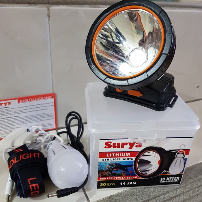 Headlamp / Senter Kepala Surya SYH L305S/  L306S 30 watt anti air + bonus led