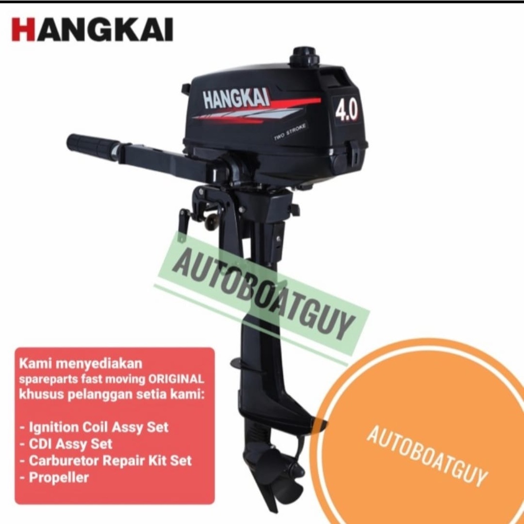 Mesin Tempel HANGKAI 4 PK / HP 2 Tak untuk Kapal / Perahu ( 2 Stroke Boat Outboard Motor )
