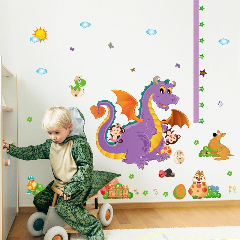 RELIZA WALL STICKER PENGUKUR TINGGI BADAN NAGA UNGU ANAK STIKER DINDING GROW UP SK9101