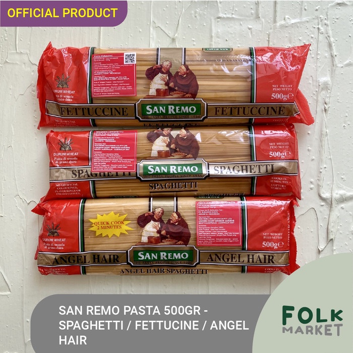 

SAN REMO PASTA 500 gr - Sanremo Spaghetti / Fettucine / Angel Hair (Spageti / Fettucini)