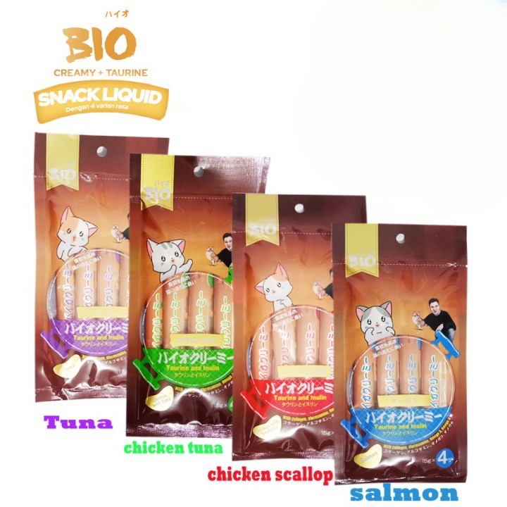 BIO CREAMY TREATS - Makanan Cemilan Basah Kucing Cat Adult Kitten Snack