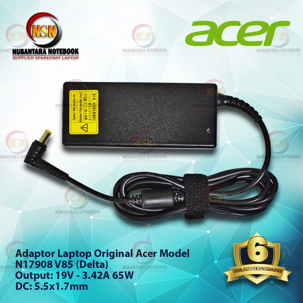 Adaptor Original Laptop Acer 19V - 3.42A DC 5.5 x 1.7 mm + Kabel Power