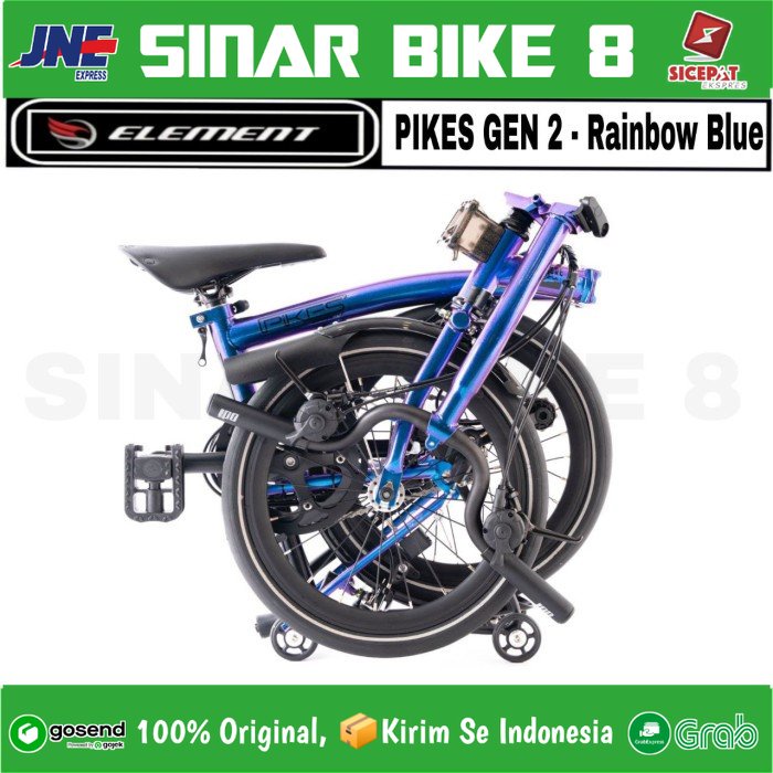 Sepeda Lipat Trifold ELEMENT PIKES GEN 2 Rainbow Blue Folding Bike