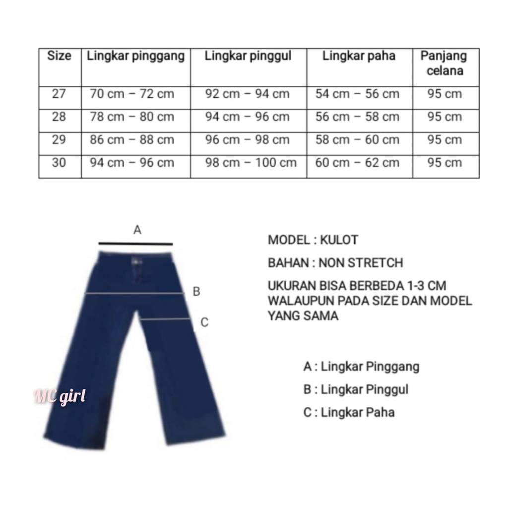 MC girl - Celana Jeans Premium Kulot Panjang Pinggang Karet Rawis Wanita / Kulot Jeans Kantong Depan / Celana Lepis Tulang Rumbai / Celana Denim Garis Kulot Boyfriend