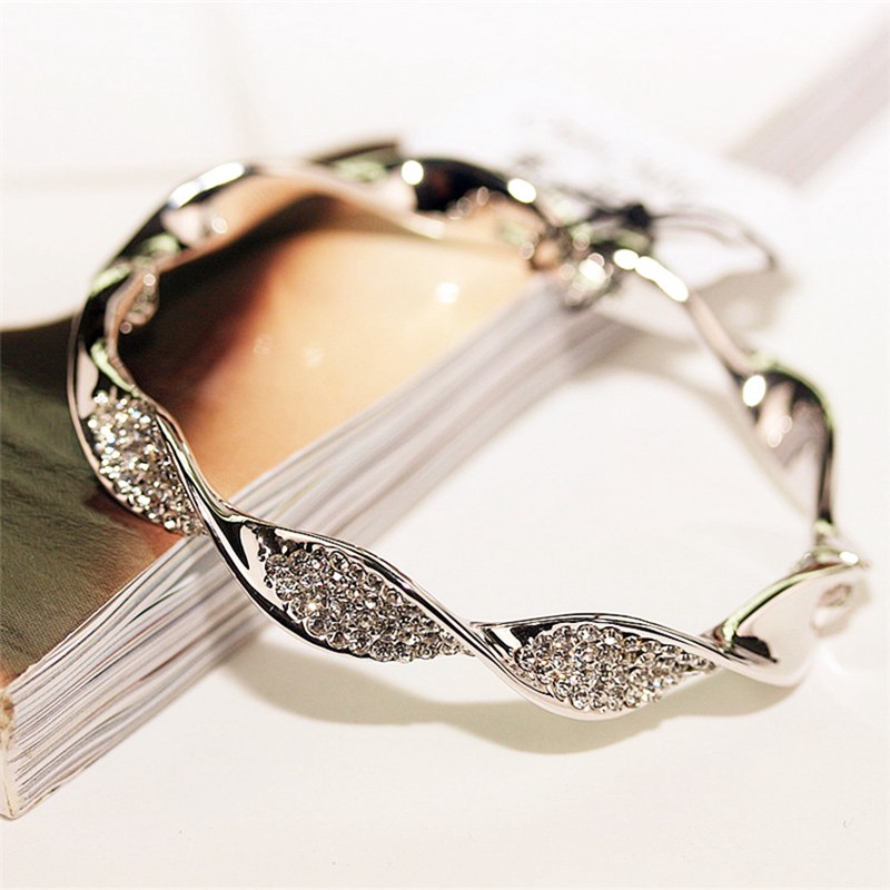 AZ032 Korea Gelang Wanita Titanium Steel Berlian Spiral Perhiasan Hadiah-5