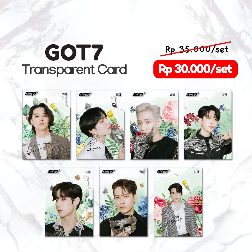 SIGNED PHOTOCARD TRANSPARAN KARTU TRANSPARAN GOT7 DYE BTS KPOP BT21 TRANSPARENT CARD