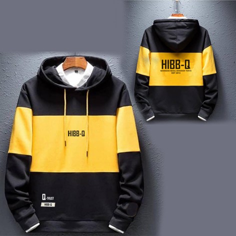 Jaket Kombinasi Hoodie Kombinasi HIBB-Q Warna Kuning Hitam Termurah