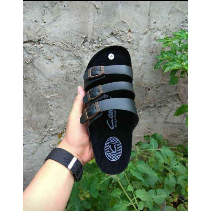 sandal canvil puyuh ban 3 sandal santai pria hitam