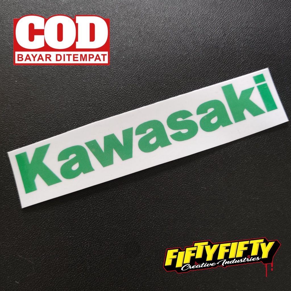 Stiker Print Cut KAWASAKI Stiker Printing Laminasi Glossy Stiker Motor Mobil Helm Sudah Membentuk Pola Desain