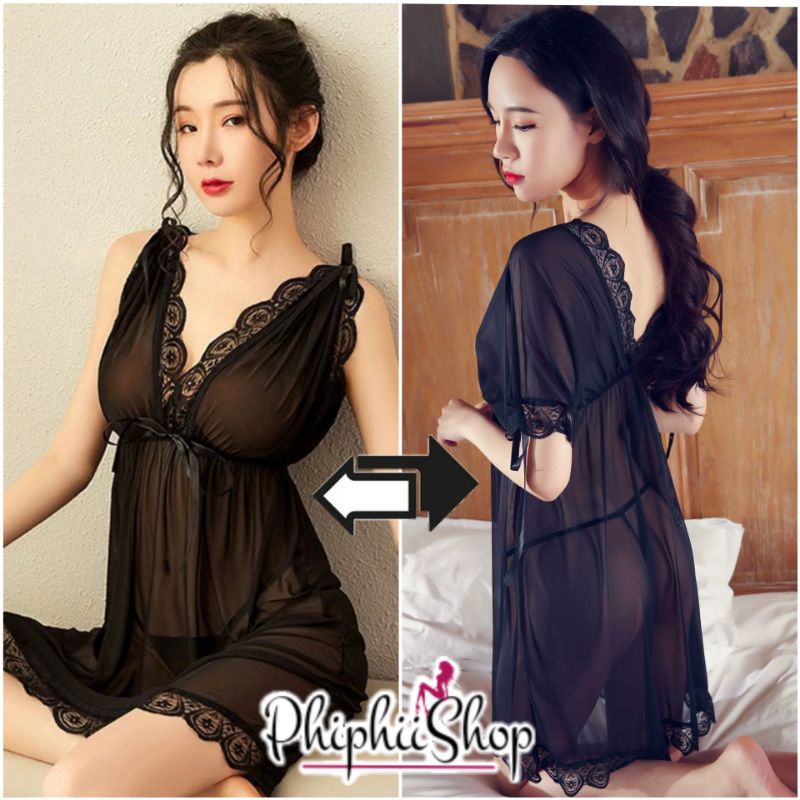 Lingerie Dress Tidur Renda Big Size 2 in 1 model Lace Sexy Night Gown Jumbo