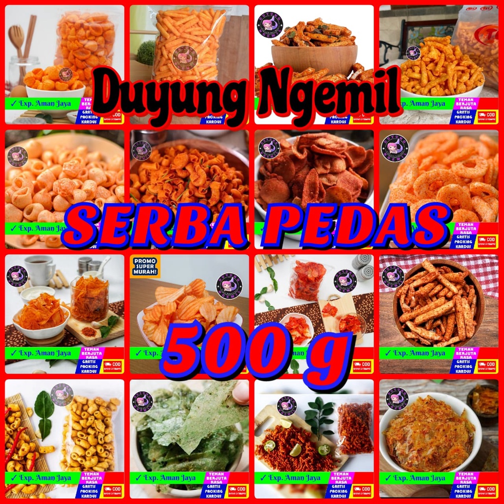 

[500g] Serba Pedas | Duyung Ngemil - makanan ringan snack kiloan jajanan jadul camilan termurah jajanan murah cemilan sehat Jajanan