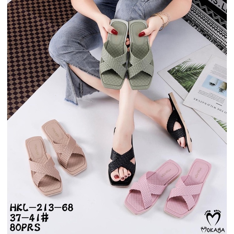 Sandal Slop Silang Anyaman Import Mokaya 213-68