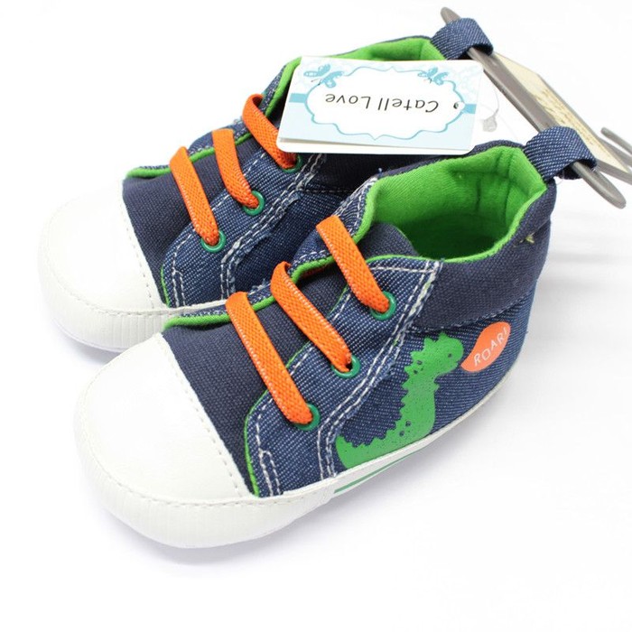 Sepatu Bayi Laki laki Prewalker Bayi Jeans Catell Love Motif Dino Roar_NLC